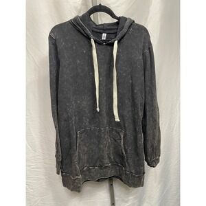 ZENANA SIGNATURE Women's Mineral Wash Hoodie Tunic Sweatshirt Long Sleeve Gray L